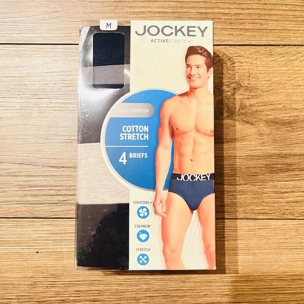 Jockey ActiveStretch 4-Pack Men’s Briefs Size M 32-34 New Sealed Cotton Stretch